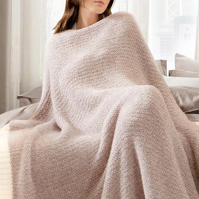 Snuggle Sac Heather Taupe Throw Blanket for Couch, Oversized Throw XL Super Soft Warm Blankets Cozy Knit Fuzzy Lightweight Throws for Sofa, Bed, Living Room, Taupe, 50x70 inches-Ruum Studio Home