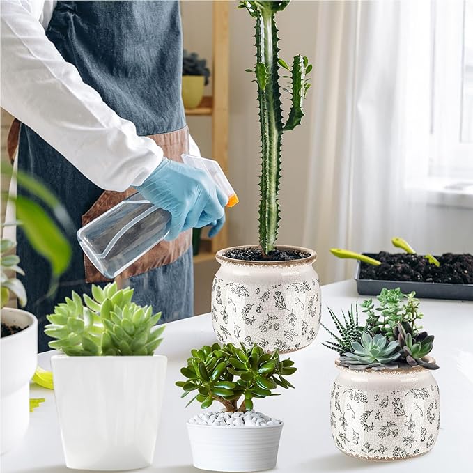 Vintage Planter Large Ceramic Plants Pot Green Leaves Crack Cottage Scroll Vase Flower Vase Pot Indoor Plants Home Kitchen Decor Farmhouse Antique Decorative Gift-Ruum Studio Home