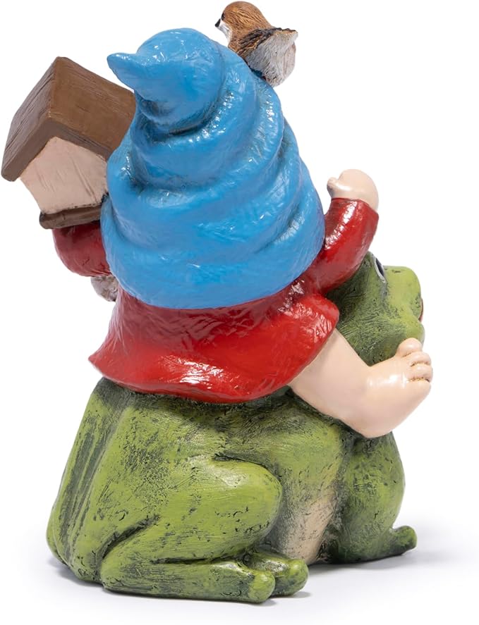 Hodao Spring Garden Gnome Decoration Flower Animal Ornaments Decor Gifts Spring Gnomes for Garden Decorations Summer Elf Figurine Gifts for Mom Outdoor Decor (Blue)-Ruum Studio Home