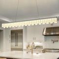 Modern Pendant Lights Kitchen Island, 50" Minimalist Dimmable LED Linear Light Fixture Silvery Gray Aluminum Bar Lights Hanging for Dining Room, Kitchen, Restaurant, Living Room-Ruum Studio Home