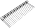 Surpahs Over Sink Foldable Multipurpose Roll-Up Dish Drying Rack, Silicone Wrapped Stainless Steel, Warm Gray, 20.5" x 13.1"-Ruum Studio Home