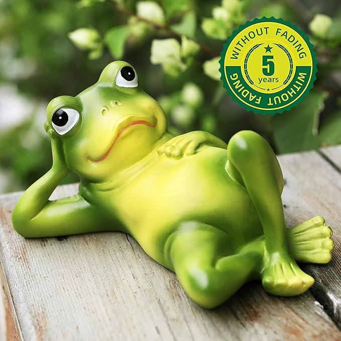 Frog Figurine Garden Decor Set of 3, Funny Lazy Frog Garden Statues Yard Decoration Outdoor Holiday Decorations, Unique Yart Art Outdoor Lawn Ornament for Outside Pond Pool Patio Front Porch Backyard-Ruum Studio Home