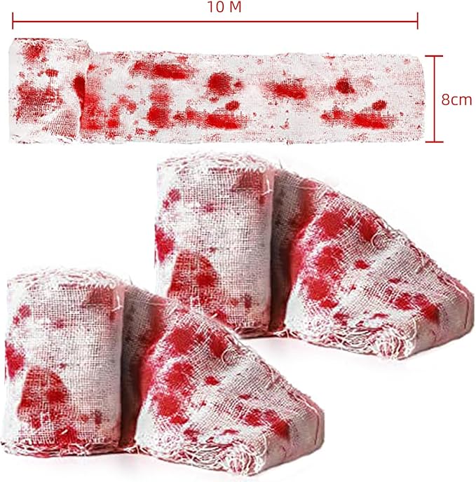 Wholelovein 2 PCS Halloween Creepy Cloth 800 Inch Bloody Scary Blood Gauze Bandages Decorations-Ruum Studio Home