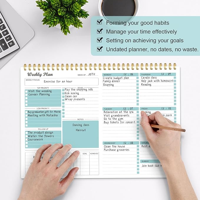 Weekly Planner Notepad Undated Weekly Goals Schedule Planner To Do List Notebook Planning Pad Calendars Organizers Habit Tracker Journal for Man & Women,52 Weeks (8.5x11")-Ruum Studio Home