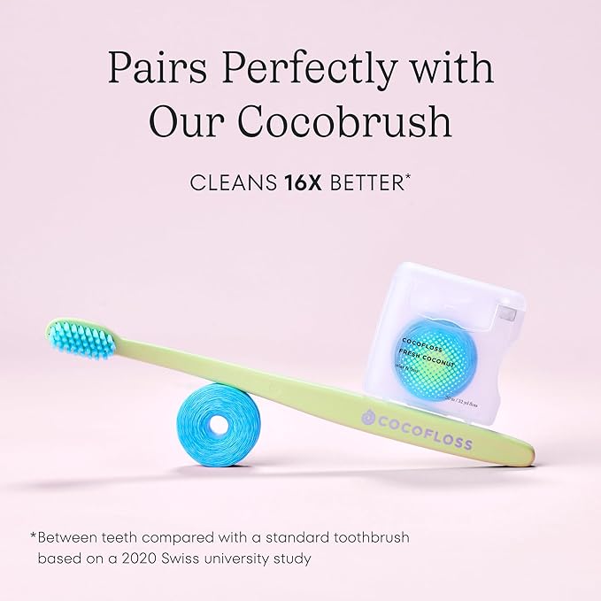 Cocolab Woven Dental Floss, Dentist-Designed Oral Care, Coconut Scent, Waxed, Expanding, Vegan, Kid-Friendly String Floss with Coconut Oil, 1 Spool (33 yd)-Ruum Studio Home