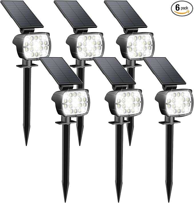 Kaxiida Solar Lights Outdoor Waterproof - 2025 Upgrade 3 Level Ultra Bright Spot Lights Uplights, LED Landscape Spotlight for Tree, Pathway, Wall, Adjustable Solar Panel Auto On/Off-Ruum Studio Home