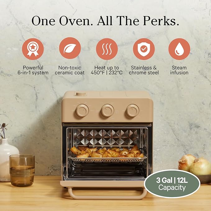 Our Place Wonder Oven | 6-in-1 Air Fryer & Toaster Oven with Steam Infusion | Compact, Countertop Friendly, Fast Preheat, Multifunctional | Air Fry, Toast, Roast, Bake, Reheat & Broil | Steam-Ruum Studio Home