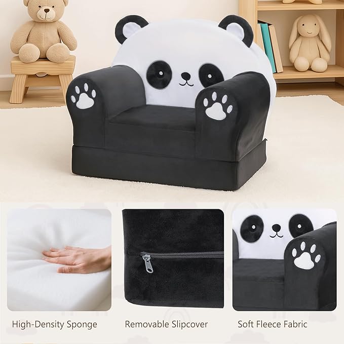 MONKISS Cute Toddler First Chair, Kids' Armchairs, Mini Couch for Baby, Panda, 1~2.5 Years Old-Ruum Studio Home