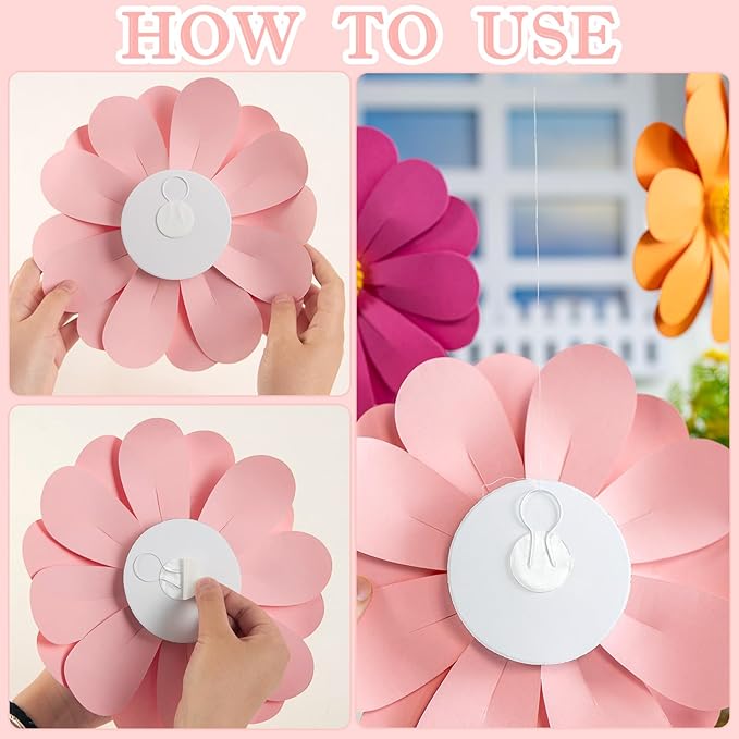Paper Flowers Decorations for Wall, 3D Handmade Artificial Flowers for Wall Decorations, Pink Orange White, for Baby Girl Nursery Room Bulletin Board Decoration-Ruum Studio Home