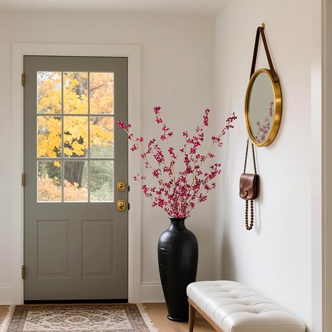 4Pcs Fake Flowers Blossom Branches Artificial Flowers for Indoor Decor, Faux Long Stem Realistic Indoor Plants for Vase Wedding Home Office Bedroom Party Table Centerpieces Decor-Ruum Studio Home