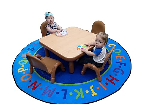 Children’s Factory Baseline Toddler Square Table and Chairs Set, Natural Wood – Includes One 30”, 12” High Square Table and Four 5” High Chairs – Durable, Lightweight, Easy to Move-Ruum Studio Home