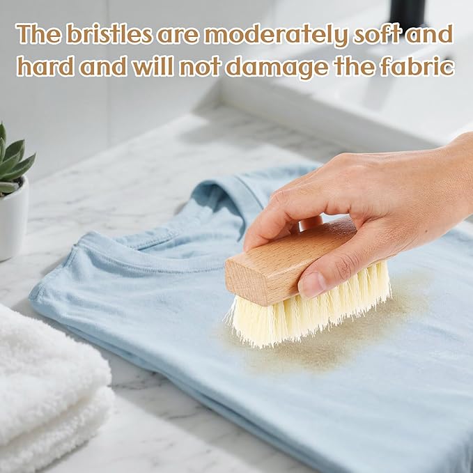 3 Pcs Wood Laundry Stain Brush Stain Remover Brushes with Boar Bristle Small Stain Brush for Clothes for Scrubbing Stains from Furniture Fabric Leather(3 Pcs D)-Ruum Studio Home