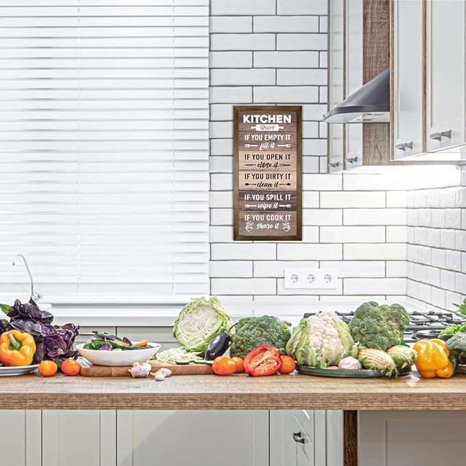 Kitchen Decor Wall, Rustic Kitchen Decorations, Kitchen Frame Décor, Kitchen Rules Sign, Kitchen Wall Décor, Kitchen Decor and Accessories, Farmhouse Kitchen Frame Sign, Rustic Kitchen Door Rules Sign-Ruum Studio Home