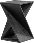 Modern Hand Made One-of-a-Kind Carved Mango Wood End Table, Farmhouse Side Table,Farmhouse End Table,Living Room,Bedroom, Accent Table, Contemporary Architectural Designed Black,Assembled-Ruum Studio Home