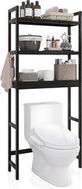 SMIBUY Bathroom Storage Shelf, Bamboo Over-The-Toilet Organizer Rack, Freestanding Toilet Space Saver with 3-Tier Adjustable Shelves (Black)-Ruum Studio Home