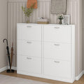 Shoe Storage Cabinet Set of 2 with 3 Flip Drawers, Narrow Shoe Cabinet Freestanding Slim Shoe Storage Organizer for Entryway, Hallway, Entrance, Bedroom, Living Room, White-Ruum Studio Home