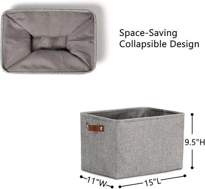 DULLEMELO Medium Storage Baskets for Organizing, Rectangular Fabric Storage Bins Collapsible, Perfect for Shelves, Closets, Nursery, Home, Office, Empty Gift Baskets (3-Pack,Grey)-Ruum Studio Home
