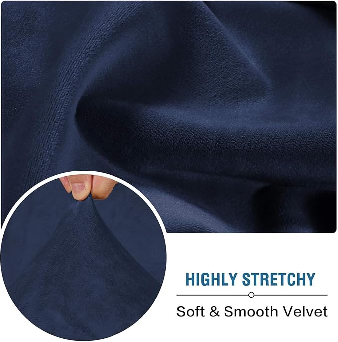 H.VERSAILTEX Velvet Stretch Individual Chaise Cover Sectional Couch Covers for L Shaped Sofa Both Left/Right Furniture Protector Seat Cushion Sofa Cover (1 Piece Chaise Cover, Navy)-Ruum Studio Home