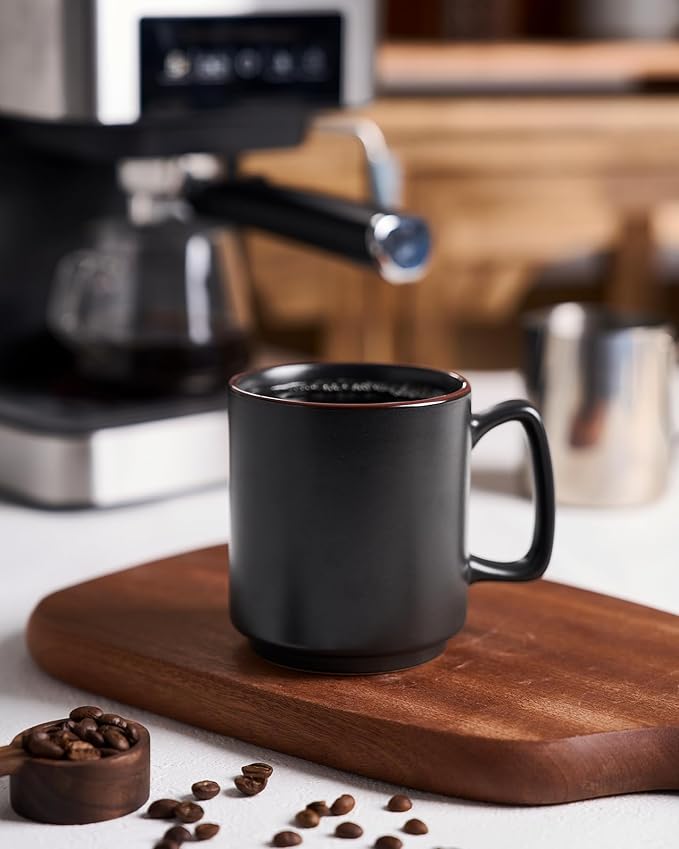 famiware Coffee Mugs Set of 4, Nebula 14oz Coffee Mugs, Ceramic Cup Set with Handle for Latte, Tea, Milk, Cappuccino, Cocoa, Matte Black-Ruum Studio Home