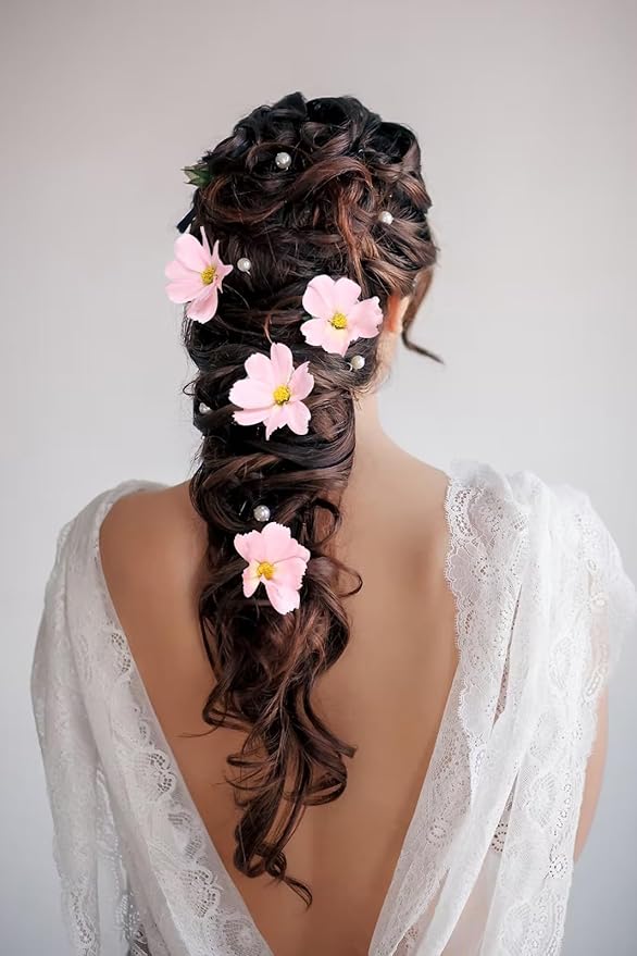 IPOPU Light Pink Flowers Artificial Daisies 5PCS Silk Cosmos Wild Flowers 24.5" Fake Pink Daisies for Vase for Home Decor Floral Arrangements Wedding Bouquets for Bride-Ruum Studio Home