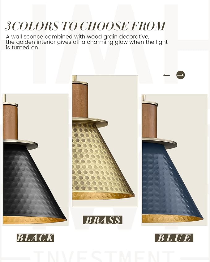 Antique Brass Wall Sconce, HWH Gooseneck Barn Wall Light Fixtures, 1-Light Single Wall Vanity Light, Farmhouse Wall Lamp for Bedroom Bedside Kitchen Hallway, Hammered Metal Shade, 5HZG74B-L BG-Ruum Studio Home