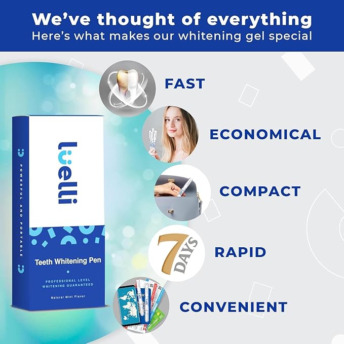 Luelli Teeth Whitening Pen, 20+ Uses - Travel Size Professional Tooth Whitener Serum, Extra Strength Organic Teeth Bleaching Gel for Sensitive Teeth, Instant Stain Removal, Simply White Smile, 4 Count-Ruum Studio Home
