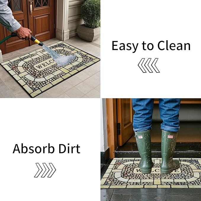 Door Mat Welcome Mat, Heavy Duty Door Mat 17.7 x 29.5 Inch Front Door Mat Rug Doormat for Outdoor Entrance Home Non-Slip Rubber Rug for Front Door, Outside, Entryway, Patio (Yellow Welcome)-Ruum Studio Home