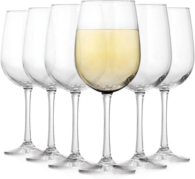 Libbey Vina White Wine Glasses Set of 6, 18.25 Oz Elegant, Fancy Glasses Drinking Set, Stemmed Wine Glasses for Weddings, Birthdays, Parties and More-Ruum Studio Home