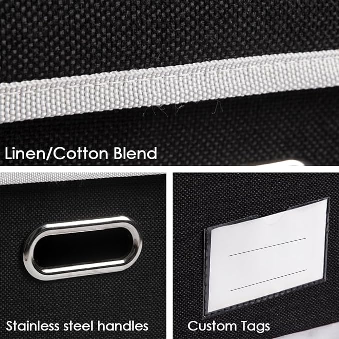 PRANDOM Large Foldable Storage Boxes with Lids [5-Pack] Organizer Containers Baskets Cube with Cover for Home Bedroom Closet Office Black17.7x11.8x11.8 For 6+ Year Old Boys and Girls-Ruum Studio Home