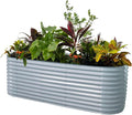 Vego garden 32" Extra Tall Raised Garden Bed Kits, 10 in 1 Modular Raised Planter Box for Vegetables Flowers Fruits Oval Metal Raised Garden Bed, Sky Blue-Ruum Studio Home