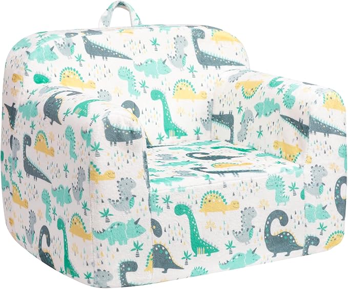 ALIMORDEN Kids Ultra-Soft Snuggle Foam Filled Chair, Single Cuddly Sofa for Boys and Girls, Dinosaur-Ruum Studio Home