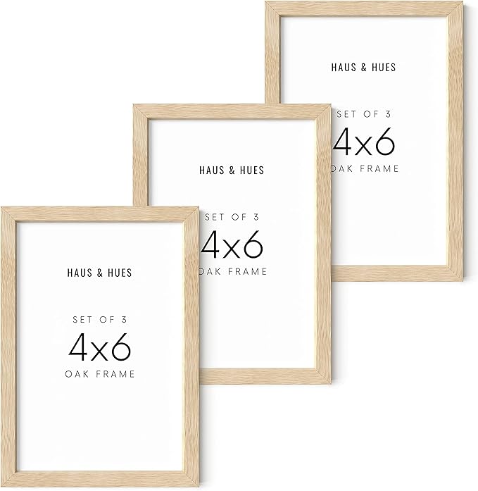 HAUS & HUES Solid Oak Wall or Tabletop Frame Set - Beige Gallery Frame With 4x6 Frames-Ruum Studio Home