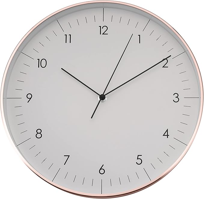 LUUK LIFESTYLE Timeless Wall Clock with Silent Movement and no Ticking, Elegant Design, for Children's Room, Living Room, Bathroom, 12”, White and Rosegold-Ruum Studio Home