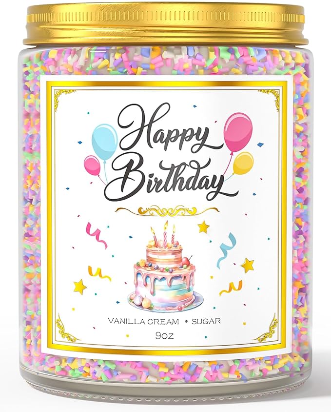 Birthday Candles - 9 oz Happy Birthday Candle with Vanilla Birthday Cake Scent, Gifts for Women & Men, Friendship Ideas-Ruum Studio Home
