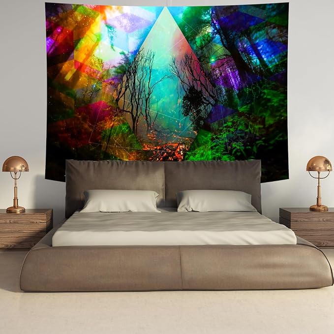Delur Forest Tapestry Tree of Life Tropical Rainforest Tapestry Wall Hanging Colorful Nature Landscape Mystical Psychedelic Spiritual Headboard for Bedroom Living Room Home Decor (51.2" x 59.1")-Ruum Studio Home