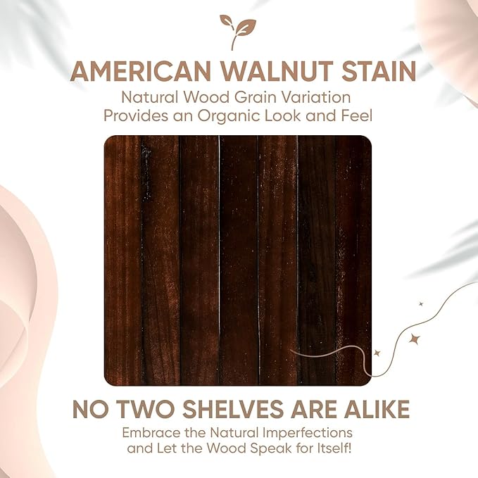 Homeforia Walnut 18 inch Floating Shelf, High End Solid Real Wood 18inch Floating Shelves for Wall Mounted, Dark Brown 18 inches Long Floating Shelves, Heavy Duty Bracket, 18 X 6.5 X 1.75 in, Set of 2