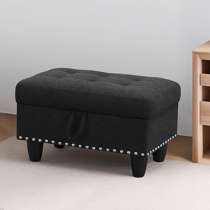 Ottoman Rectangular Storage Ottoman Bench, Footrest Stool Footstool with Lid for Living Room, Bedroom, Entryway, Brown, 28.5"x19.5"x17.5"-Ruum Studio Home