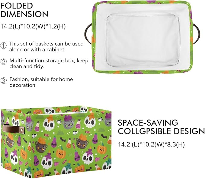 Storage Basket Bin Halloween Horror Pumpkin Organizer Basket Collapsible Shelf Basket Cube with handle for Nursery Bedroom Bathroom-Ruum Studio Home