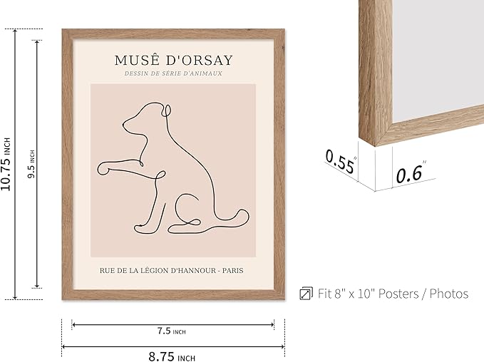 Poster Master Vintage Poster - Retro One Line Dog Drawing Print - Dog Art - Minimal Gift for Men, Women, Animal Lover - Abstract Wall Decor for Home, Office, Bedroom, 8x10 Beige Framed-Ruum Studio Home