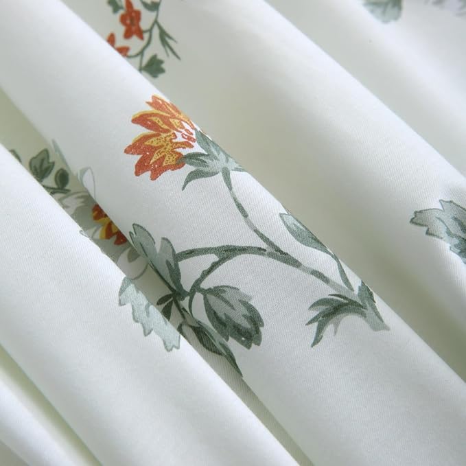 ABREEZE Floral Duvet Cover Queen Size Set Bird Flowers Bedding Set 100% Brushed Cotton Bedding Collection 1 Duvet Cover with 2 Pillowcases White-Ruum Studio Home