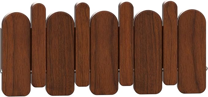 Wall Mounted Piano Key Hanger | Flip Style Hook | Entrance Wall Art Hook, Made of Oak Wood (3 Times Painted, 4 Times Polished) (Arc Walnut, 4Hooks)-Ruum Studio Home
