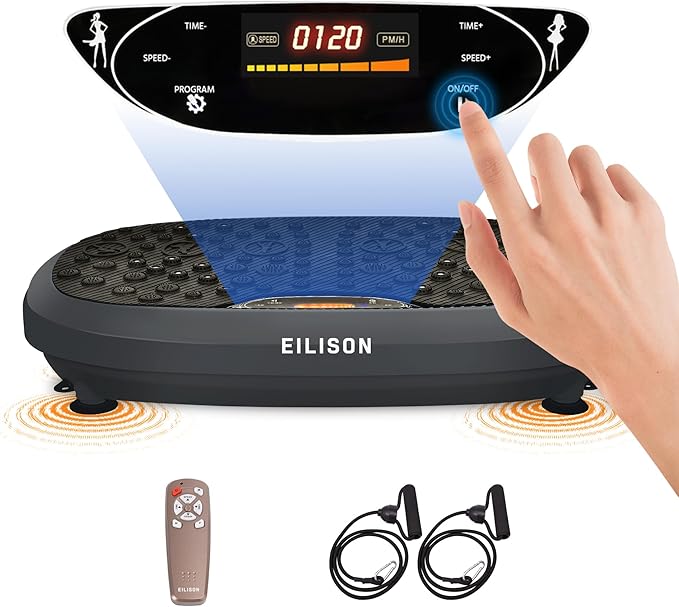 EILISON FitMax 3D XL Vibration Plate Exercise Machine - Whole Body Workout Vibration Platform w/Loop Bands - Lymphatic Drainage Machine for Weight Loss, Shaping, Wellness, Recovery-Ruum Studio Home