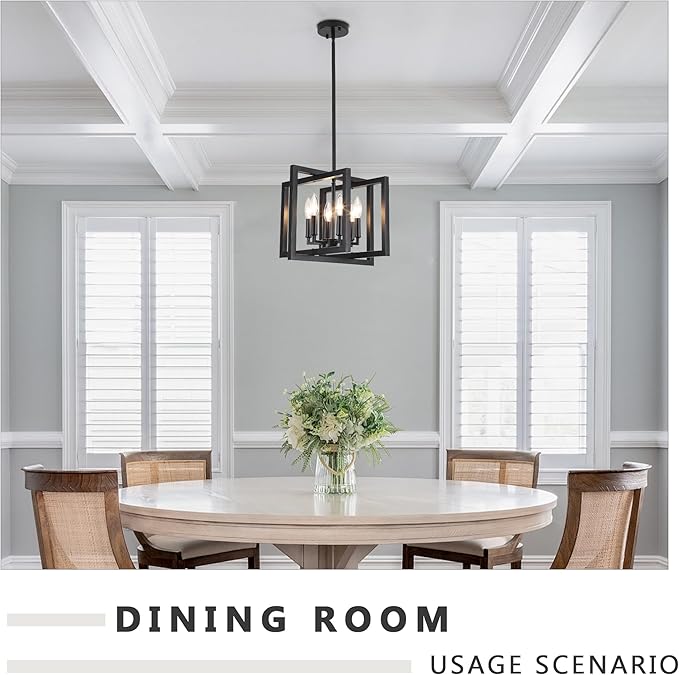 ANKYLHUA Black Chandelier,6-Lights Ceiling Light Fixture E12,Adjustable Hight Pendant Lights Kitchen Island,Chandeliers for Dining Room Bedroom,Entryway,Foyer-Ruum Studio Home