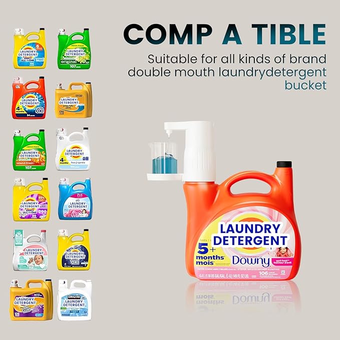 Electric Laundry Detergent Dispenser with Graduated Cup, Smart Laundry Soap Pump for Liquid Detergent Containers, No-Spill Design, Reducing Women's Work for Laundry Room Organization-Ruum Studio Home