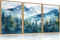 Celestdeco Blue Ridge Mountains Forest Framed Canvas Wall Art Set, Natural Landscape Wall Decor, Green Pine Trees Wall Painting, Woodland Artworks for Living Room, Bedroom, Dining Room - 24"x36"x3-Ruum Studio Home