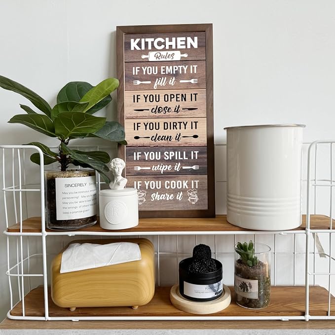 Kitchen Decor Wall, Rustic Kitchen Decorations, Kitchen Frame Décor, Kitchen Rules Sign, Kitchen Wall Décor, Kitchen Decor and Accessories, Farmhouse Kitchen Frame Sign, Rustic Kitchen Door Rules Sign-Ruum Studio Home