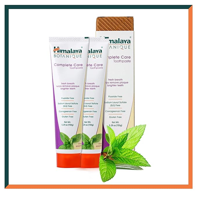 Himalaya Botanique Complete Care Toothpaste, Simply Spearmint, Fluoride Free Plaque Reducer for Brighter Teeth and Fresh Breath, 5.29 oz, 2 Pack-Ruum Studio Home
