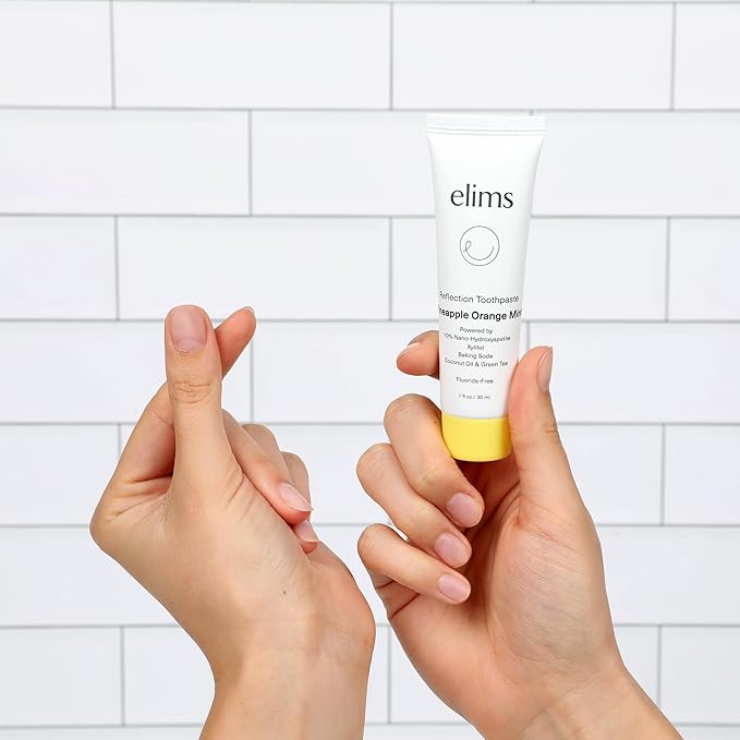 ELIMS Travel Size Nano Hydroxyapatite Toothpaste Fluoride Free - Xylitol Remineralizing Toothpaste for Whitening Sensitive Teeth - Orange Pineapple Mint Toothpaste for Adults & Kids 1oz-Ruum Studio Home