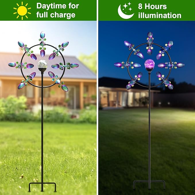 Large Solar Wind Spinner Outdoor, Metal Wind Sculpture Kinetic for Patio Garden Yard Decor, Gift for Family or Friends-Ruum Studio Home