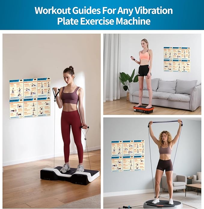 Whole Body Vibration Plate Exercise Poster Set - 6 Workout Guides & 2 Customizable 30-Day Plans for Home & Gym Use-Ruum Studio Home